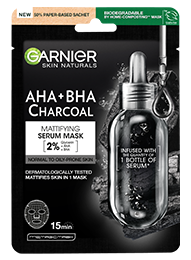 Matirajuća serum maska za lice sa ugljem, AHA + BHA kiselinama